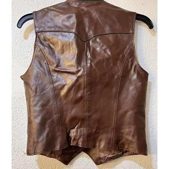 Vintage H Bar C California Ranch Wear Leather Sz 10 Brown Vest Cowgirl - Picture 9 of 16